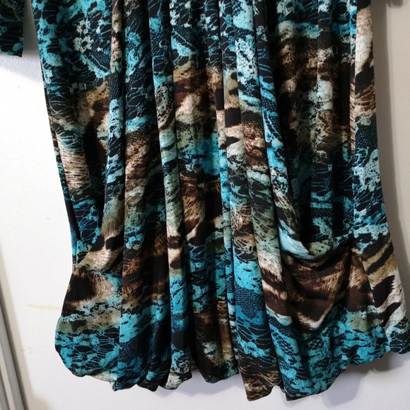 Red Coral Small size Sleeve Summer dress Multicolor blue Brown relax Dress up - Picture 3 of 9